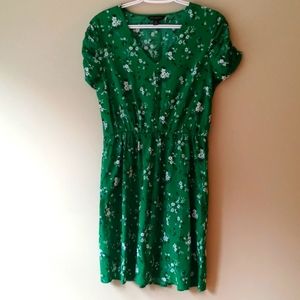 Banana Republic Green Floral Dress M Petite